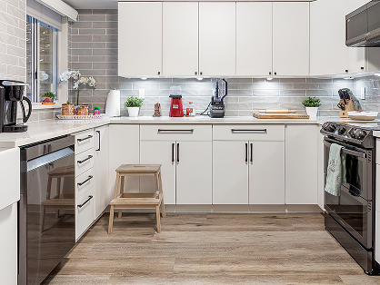 Engineered hardwood flooring in a kitchen