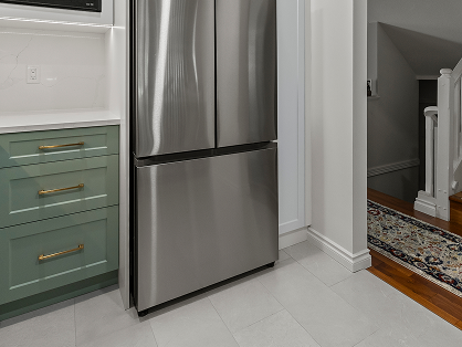 Tile flooring in a kitchen